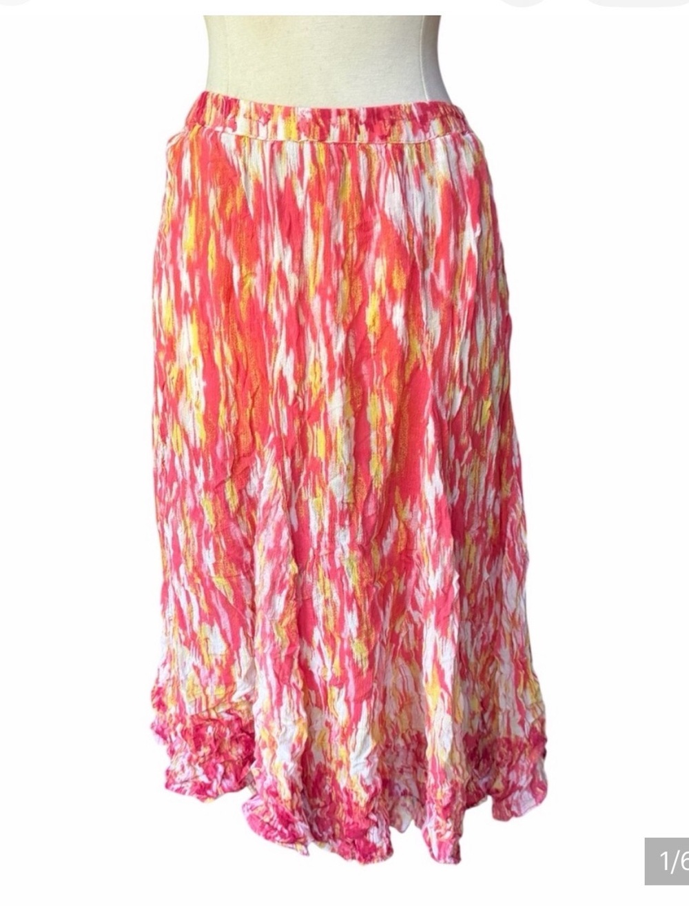 Coldwater Creek Crinkle Gauze Lightweight Midi Skirt NWOT.